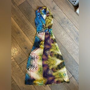 Women’s faux wrap dress M/L color fun pattern S-Twelve collared sleeveless